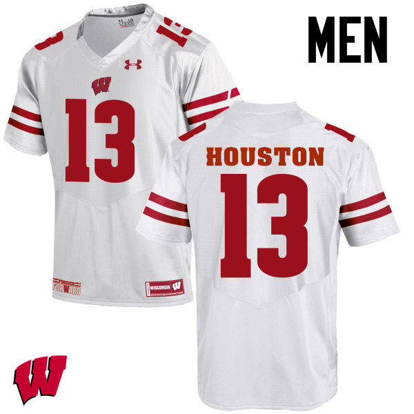 Wisconsin Badgers Men's #13 Bart Houston NCAA Under Armour Authentic White College Stitched Football Jersey VT40X66HW